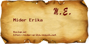 Mider Erika névjegykártya